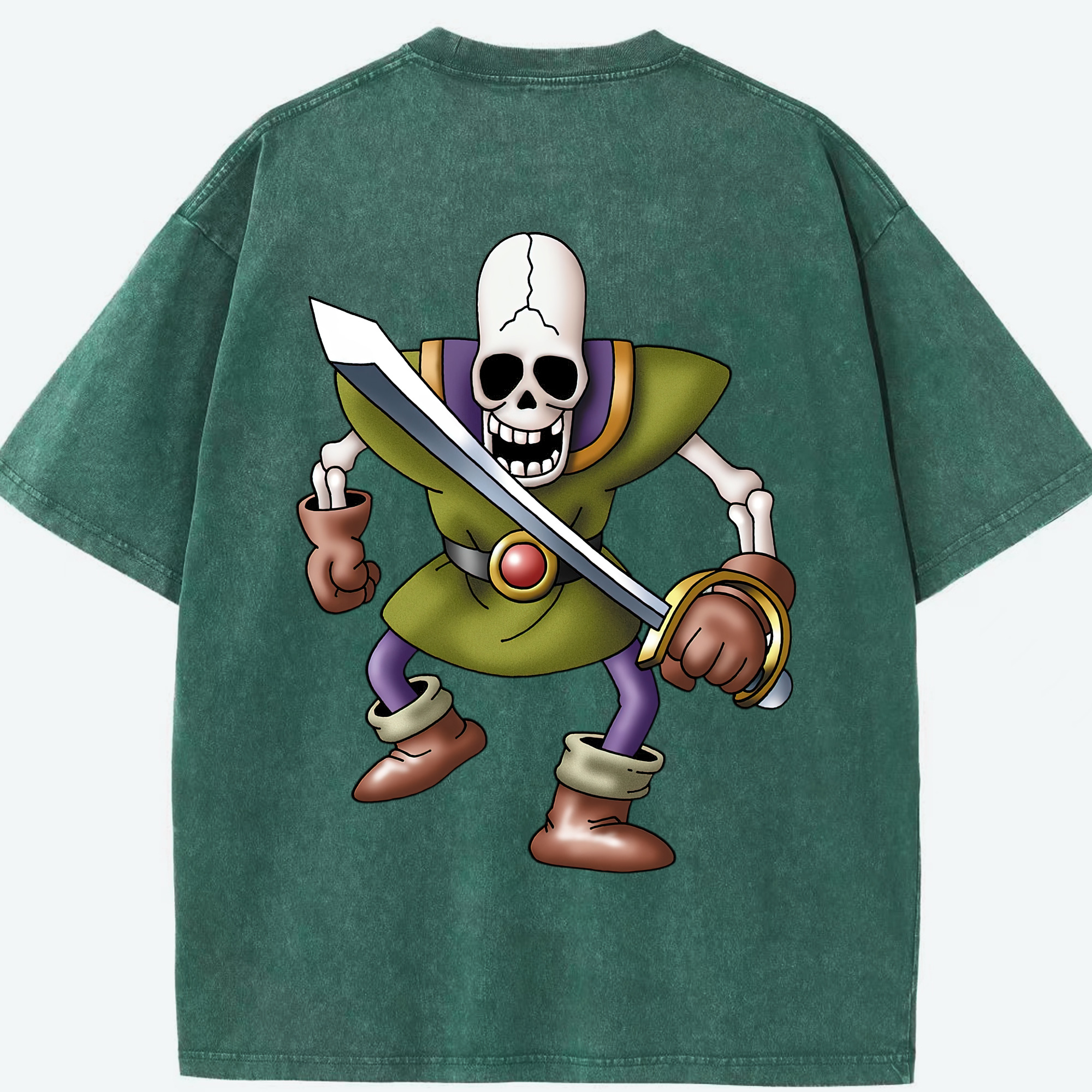 （画像用） ドラゴンクエスト Doragon Kuesuto Dragon Quest 綿100% ヴィンテージ風 半袖Tシャツ（背面プリント）